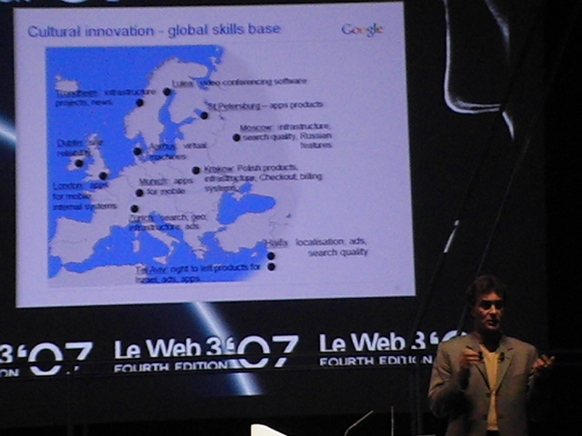 Mapa de centros de innovacion de google en Europa