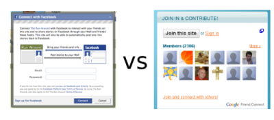 Facebook Connect vs Google Friend Connect
